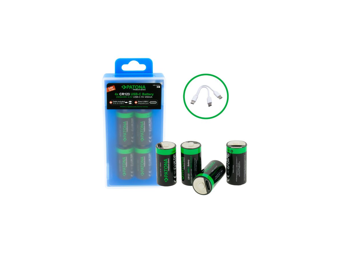 Patona Premium Akku 4x CR123 USB-C
