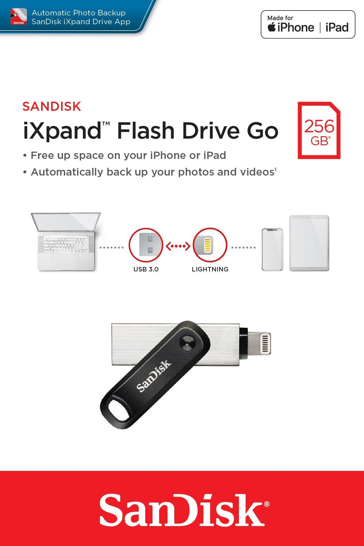 SanDisk iXpand Go Flash Drive 256GB