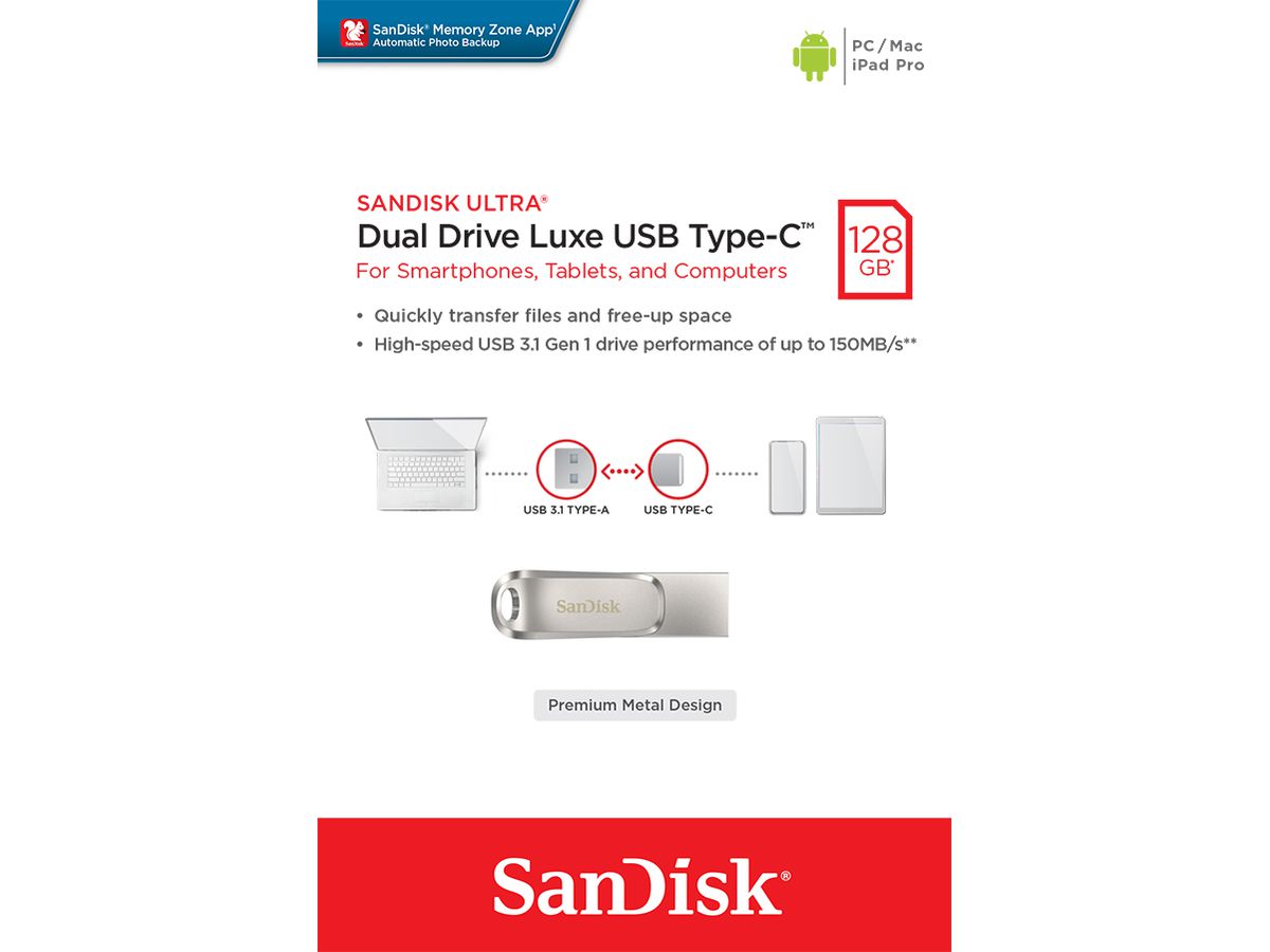 SanDisk Ultra USB Dual Luxe Type-C 128GB