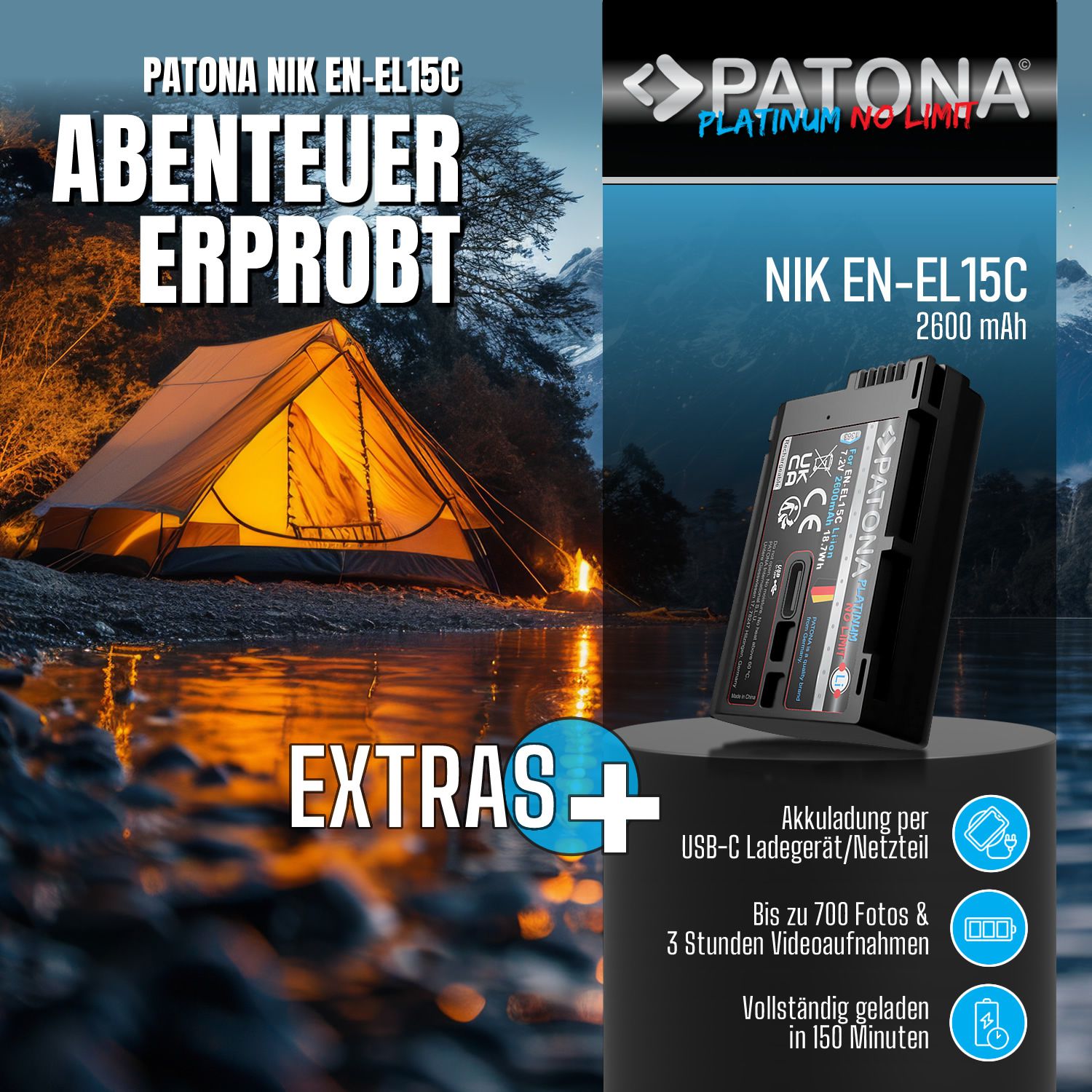 Patona Platinum Akku Nikon ENEL15C USB-C