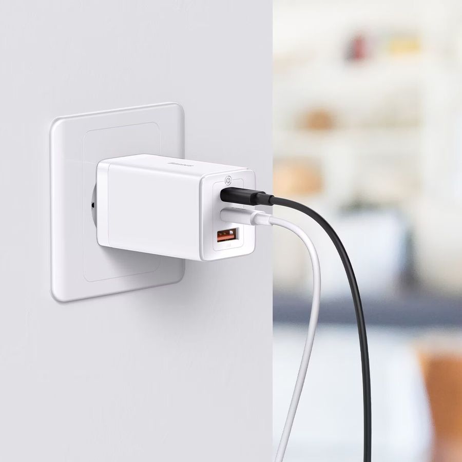 Baseus GaN5 Pro 3 Port Charger 65W White