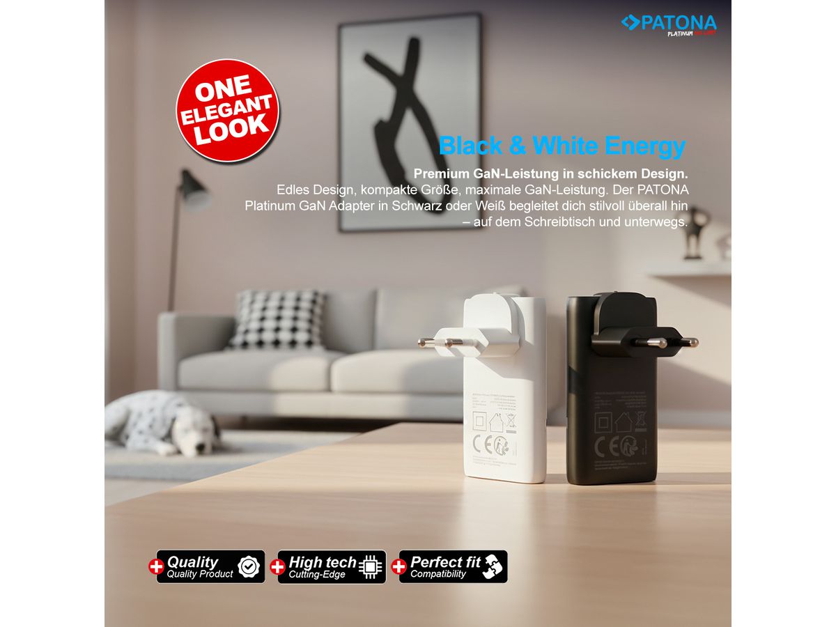 Patona GaN Flat PD 65W 2x USB-C Black