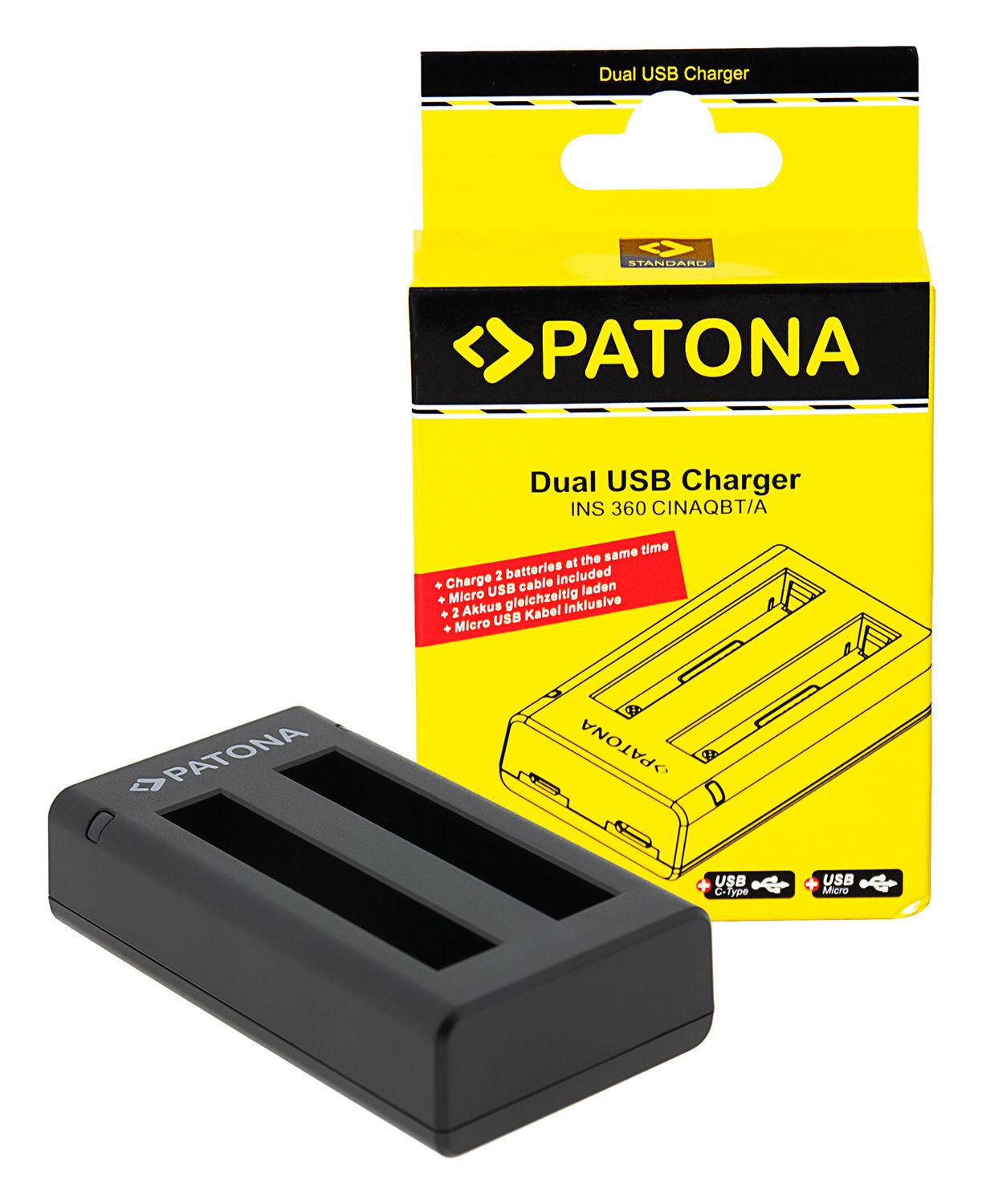 PATONA chargeur double Insta360 X3