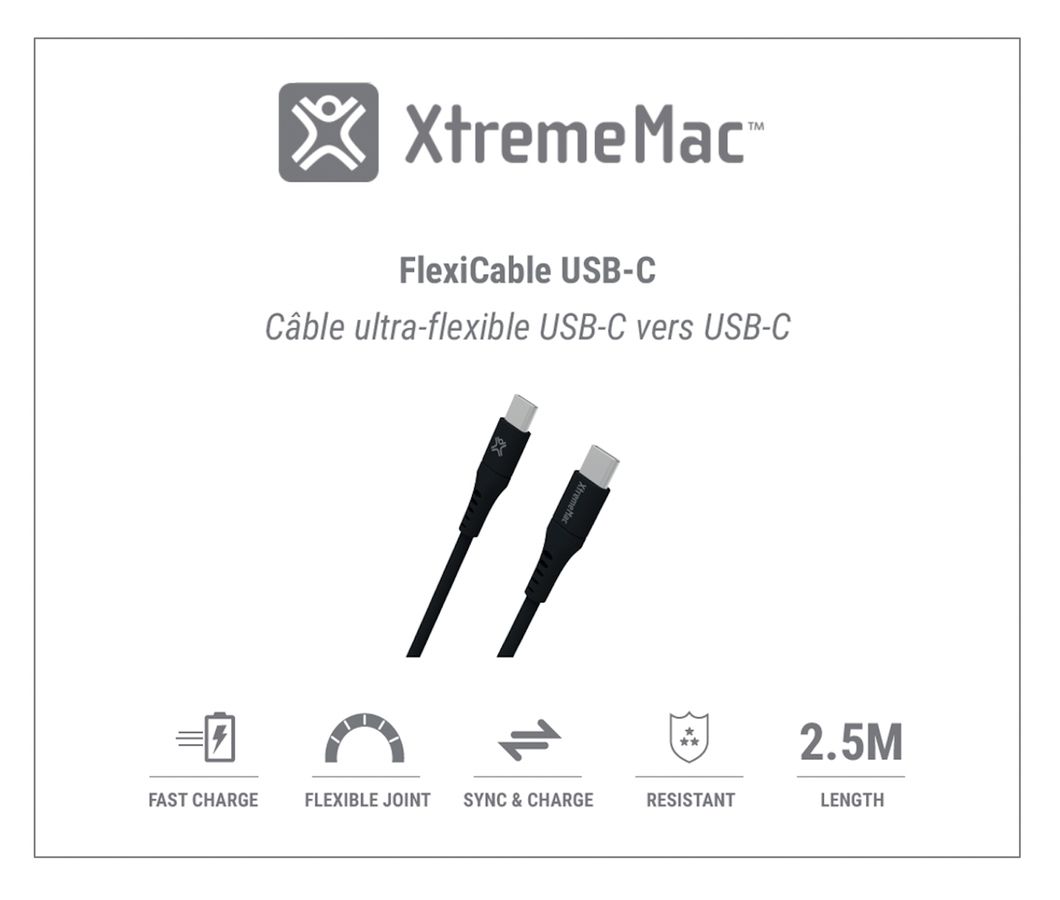 XtremeMac Flexicable USB-C To USB-C 2.5m