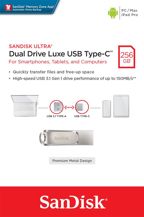SanDisk Ultra USB Dual Luxe Type-C 256GB