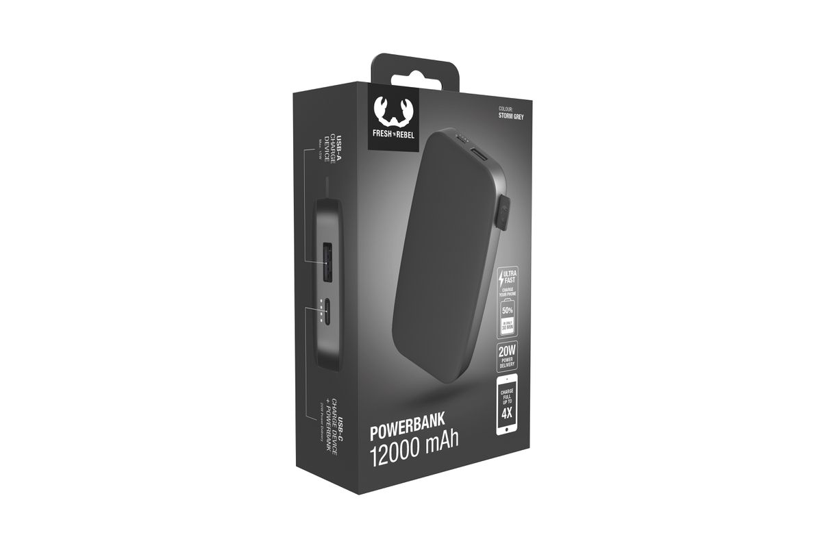 Fresh 'n Rebel Powerbank 12000 mAh Grey