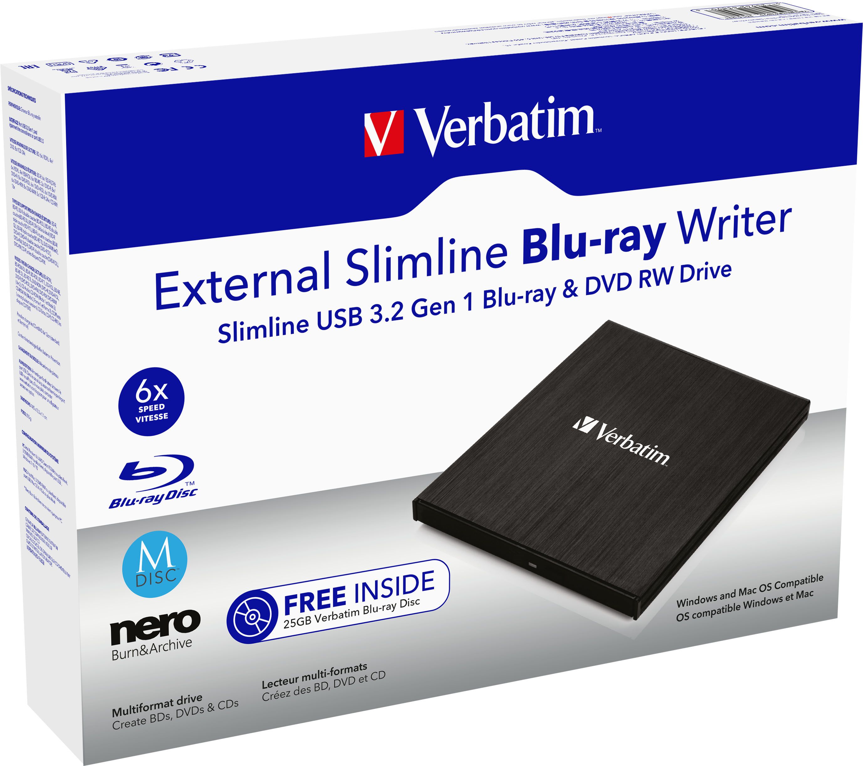 Verbatim Slimline Blu-ray Writer USB 3.0