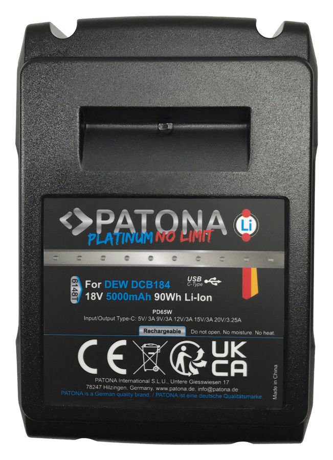 Patona Platinum Battery Dewalt DCB 184