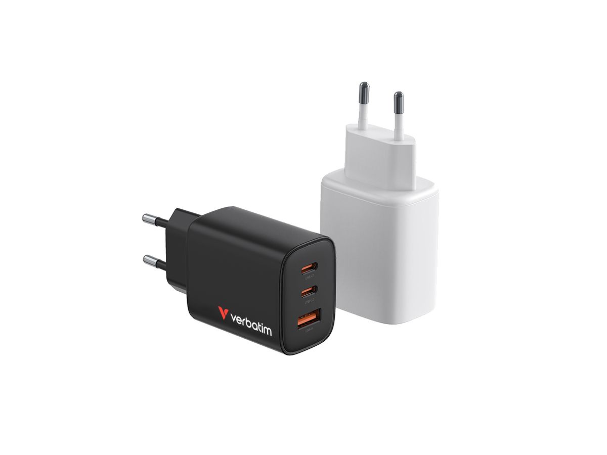 Verbatim GaN 3 Port Charger 65W Black