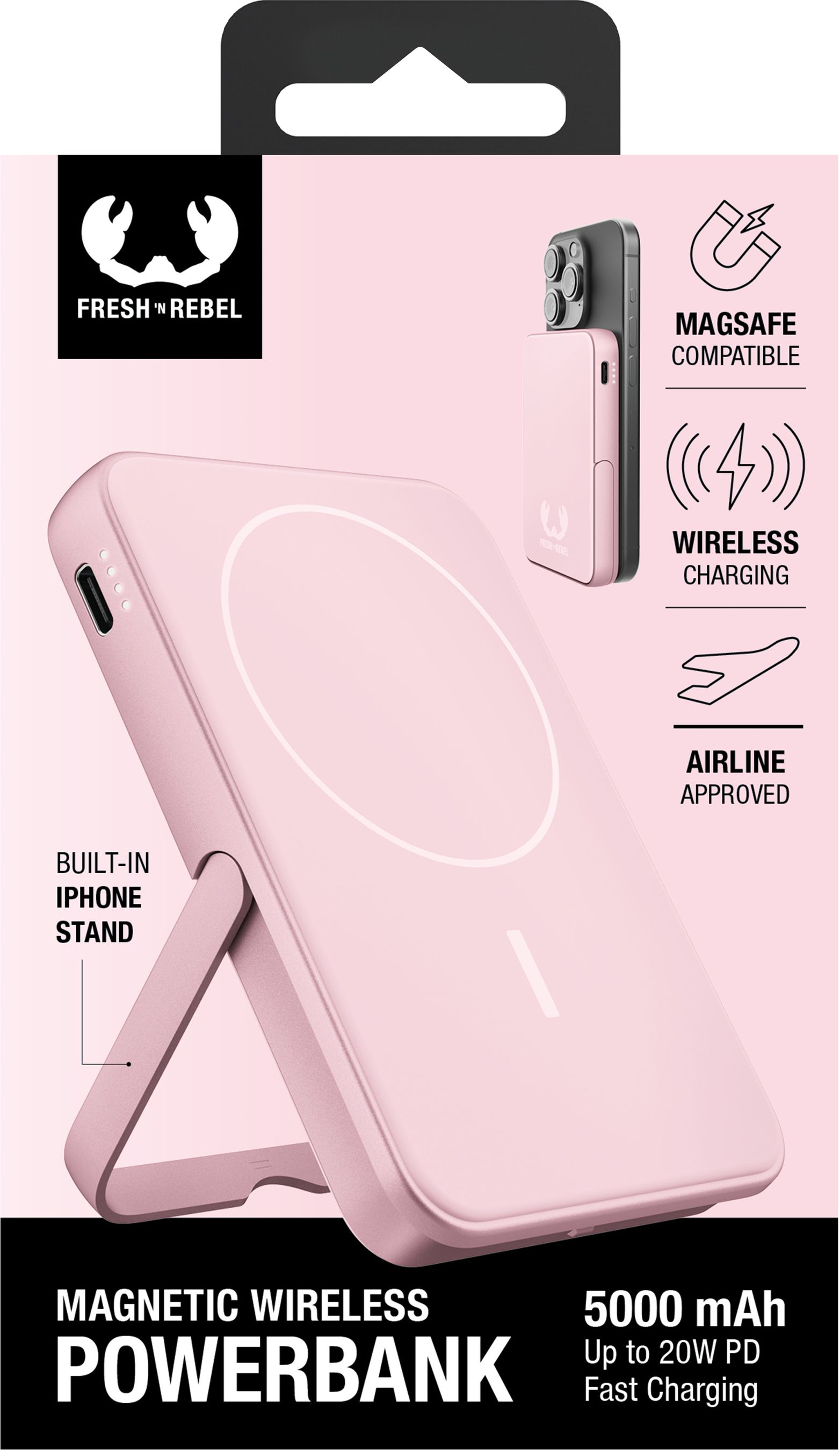 Fresh 'n Rebel Powerbank 5000 mAh Pink