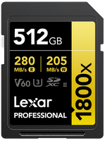 Lexar 1800x UHS-II SDXC 512GB Gold