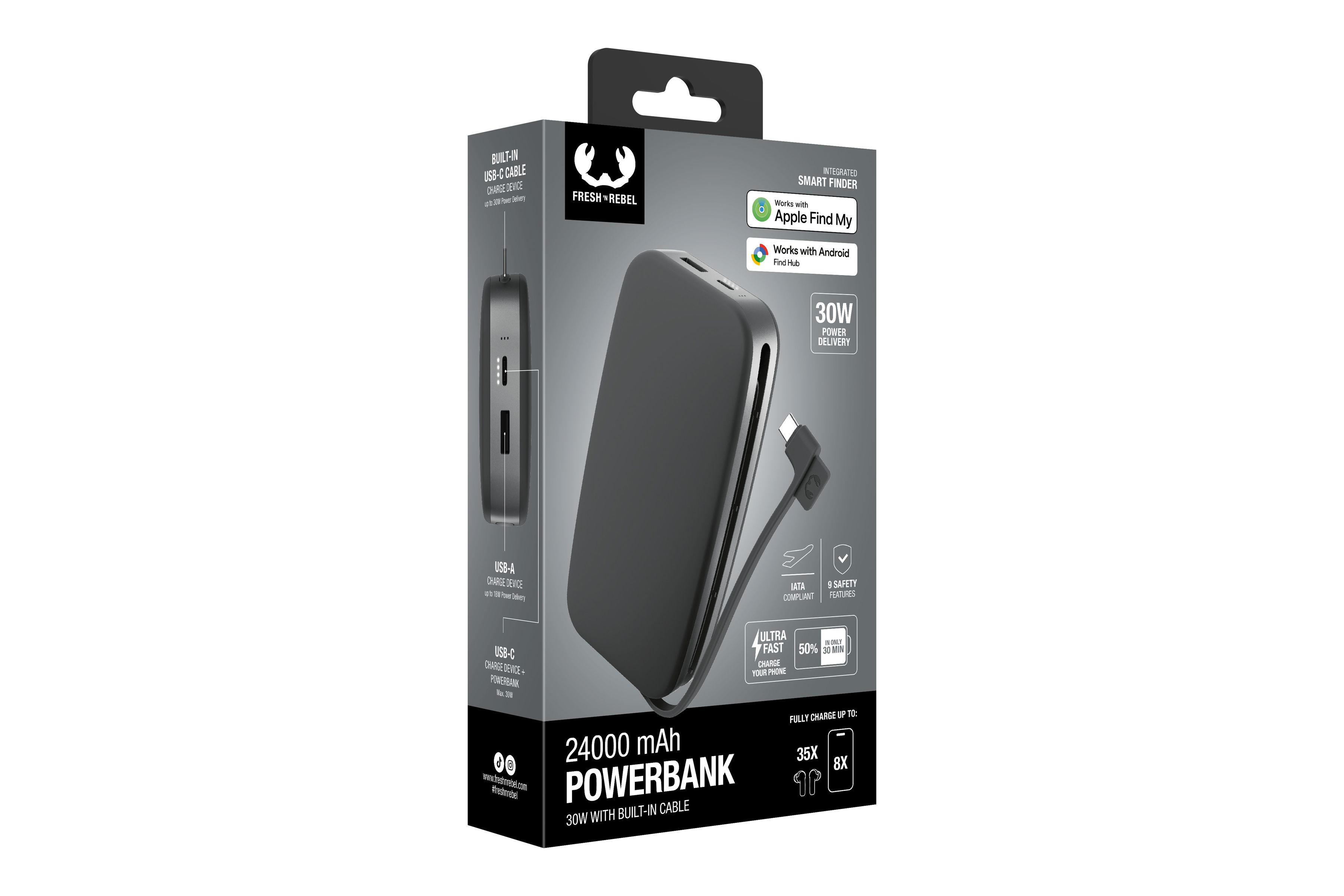 Fresh 'n Rebel Powerbank 24000 mAh Grey